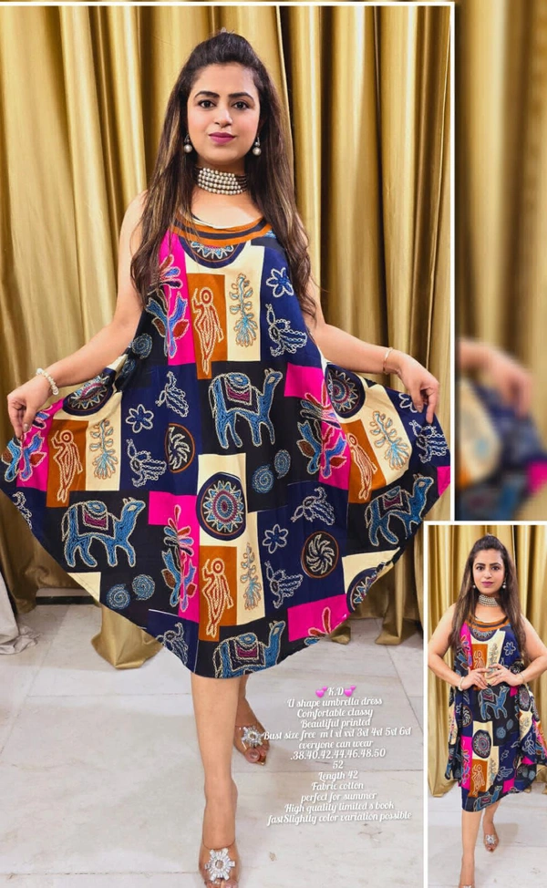 KD18 Umbrella Kurti  - Navy Blue, 46