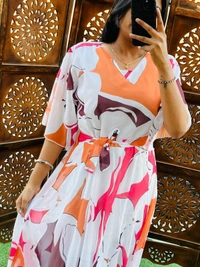 KD18 1007 Long Frill Dori Dress  - White, 38