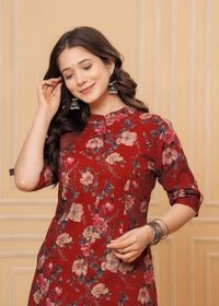 RPR Printed Kurti With Pant  - Maroon, M-38