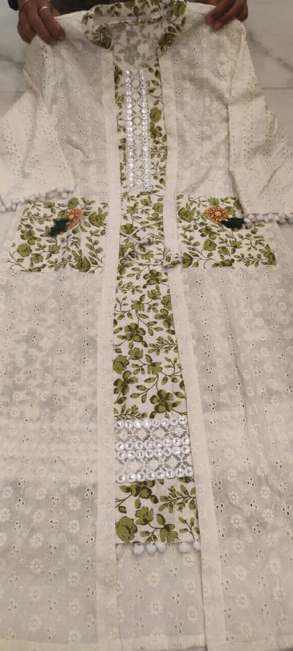 KDJ 4103 Cotton 3pcs Dress  - Green, 44