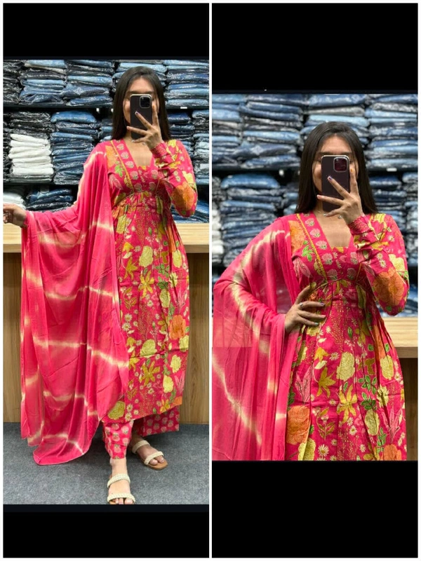 KDJ 1005 Anarkali Pattern Dress  - XXL-44