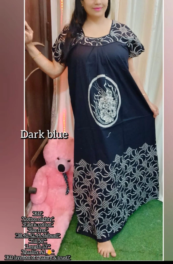 KD18 Cotton Nighty  - Black, 44