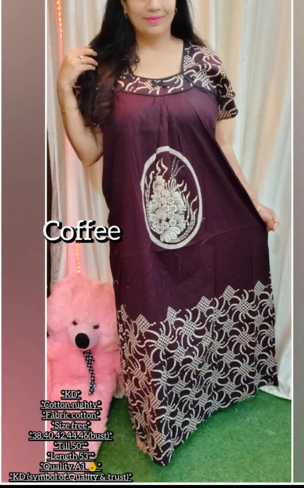KD18 Cotton Nighty  - wine, 44