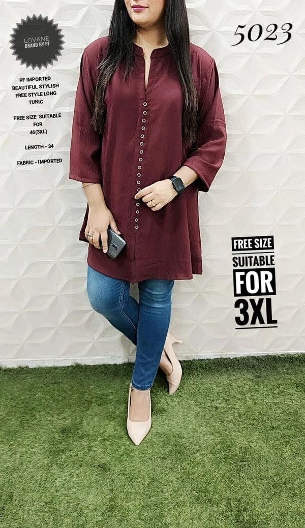 PFK LONG TUNIK Top - Maroon, 3XL