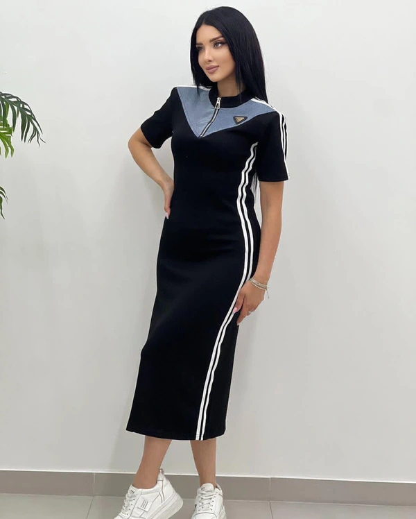 KD18 1003 Denim Dress  - Black, 38