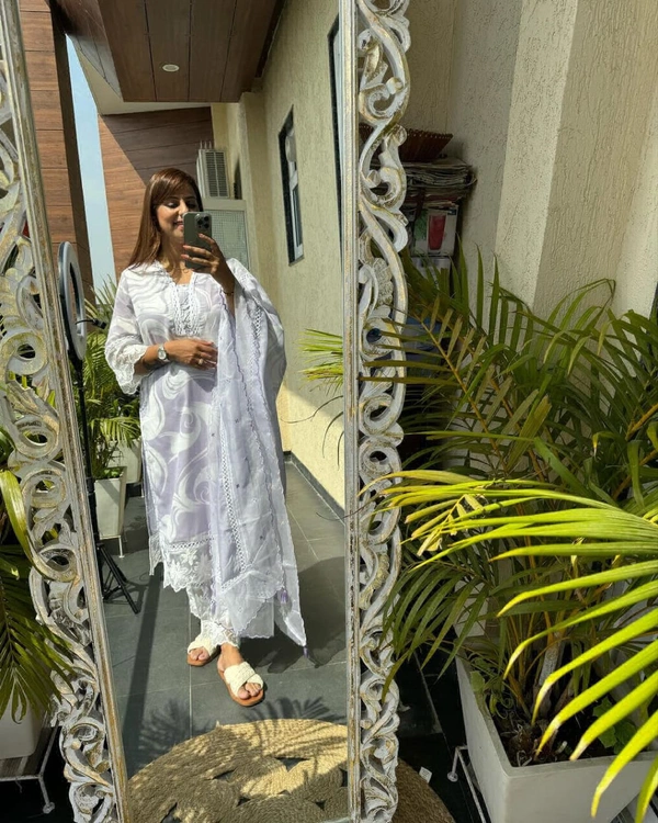 KDJ 5164 Designer Kurti Set  - levender, M-38