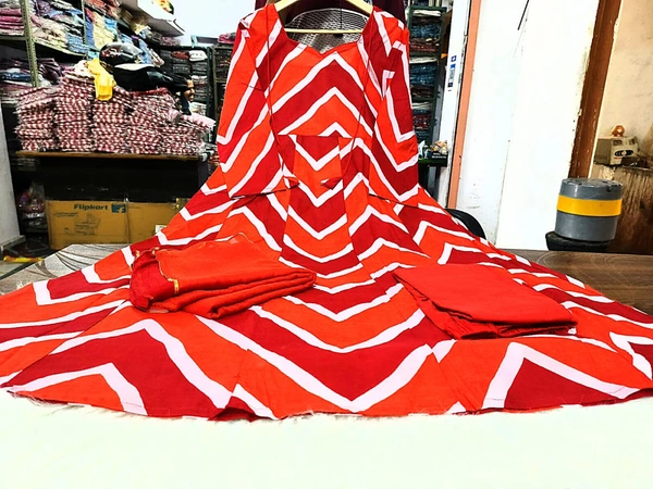 KDJ 5184 Leheriya Pattern Dress  - orange, M-38