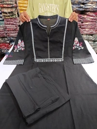 KDJ 5257 Beautiful Kurti Set  - Black, M-38