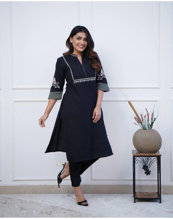 KDJ 5257 Beautiful Kurti Set  - Black, L-40