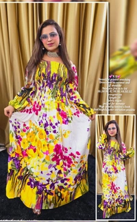 KD18 5293 Beautiful Dress  - yello, XXXXXXL-52