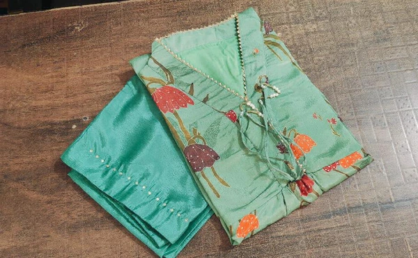 KDJ 5300 Beautiful Collar Kurti Set  - green, XXL-44