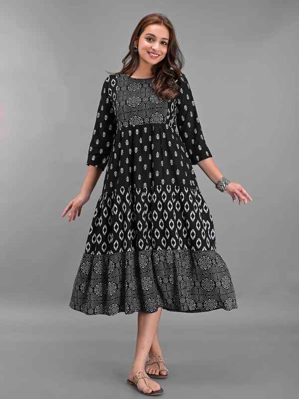 NSJ 5306 Long Frock  - Black, M-38