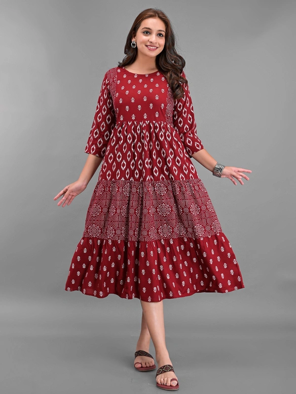NSJ 5306 Long Frock  - Maroon, M-38