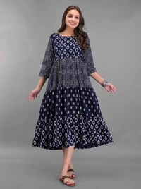 NSJ 5306 Long Frock  - Navy Blue, M-38