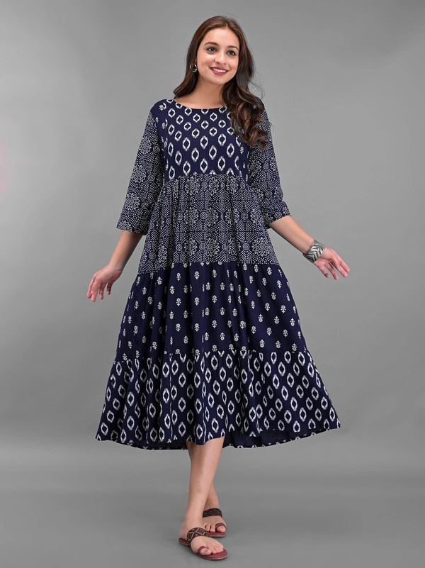 NSJ 5306 Long Frock  - Navy Blue, M-38
