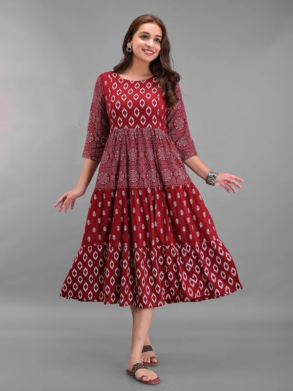 NSJ 5306 Long Frock  - Maroon, L-40