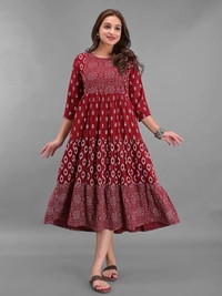 NSJ 5306 Long Frock  - Maroon, L-40