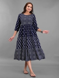 NSJ 5306 Long Frock  - Navy Blue, L-40