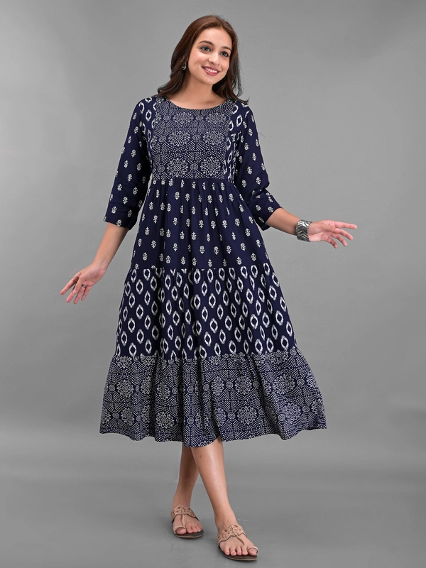 NSJ 5306 Long Frock  - Navy Blue, L-40
