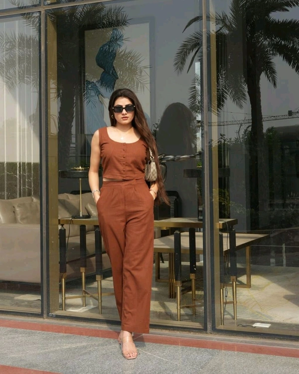 SF2 5318 Cotton Co Ord Se - Brown, L-40