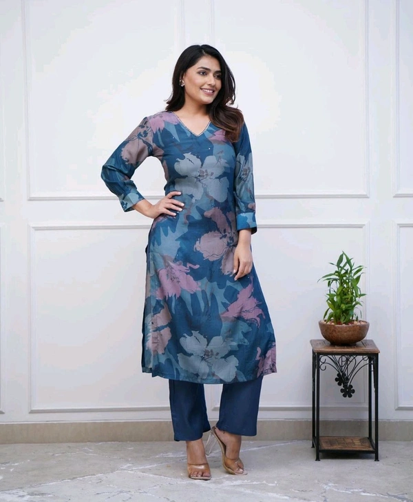 KDJ 5054 pure muslin premium qualities- Kurti With Pant     - 2XL-44