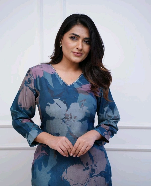 KDJ 5054 pure muslin premium qualities- Kurti With Pant     - 2XL-44