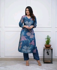 KDJ 5054 pure muslin premium qualities- Kurti With Pant     - 2XL-44