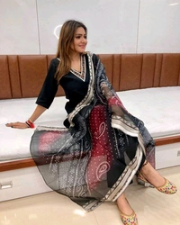 SF3 5364  COTTON KURTI WITH HAVING  EMBROIDERY  WITH BEAUTIFUL  LACE CHANDRI COTTON DUPATTA - L-40