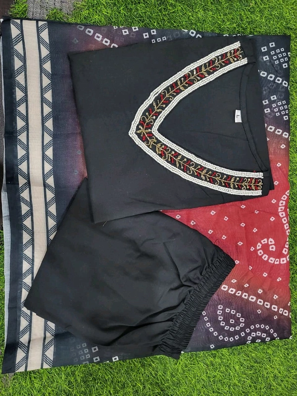 SF3 5364  COTTON KURTI WITH HAVING  EMBROIDERY  WITH BEAUTIFUL  LACE CHANDRI COTTON DUPATTA - 2XL-44