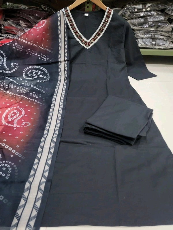 SF3 5364  COTTON KURTI WITH HAVING  EMBROIDERY  WITH BEAUTIFUL  LACE CHANDRI COTTON DUPATTA - 2XL-44