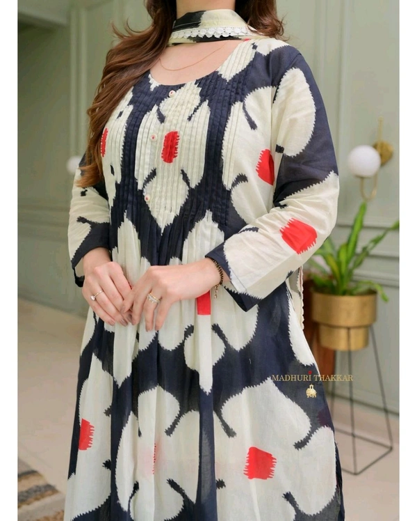 SF3 5365 * Heavy Cotton   Kurti with Pant with  Dupatta*  Color`s: *2* BLACK, YELLOW  - 3XL-46, Black