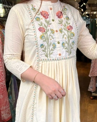 SF2 5366 Cotton embroidered kurta with pants and dupatta - L-40