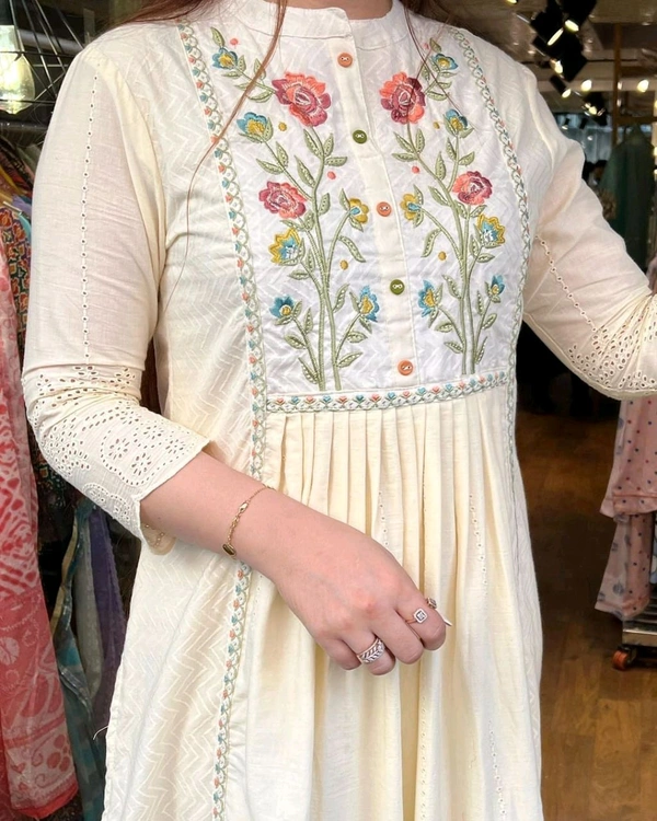SF2 5366 Cotton embroidered kurta with pants and dupatta - XL-42
