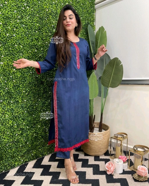 SF2 5368  Kurta pant set with real mirror work* - M-38