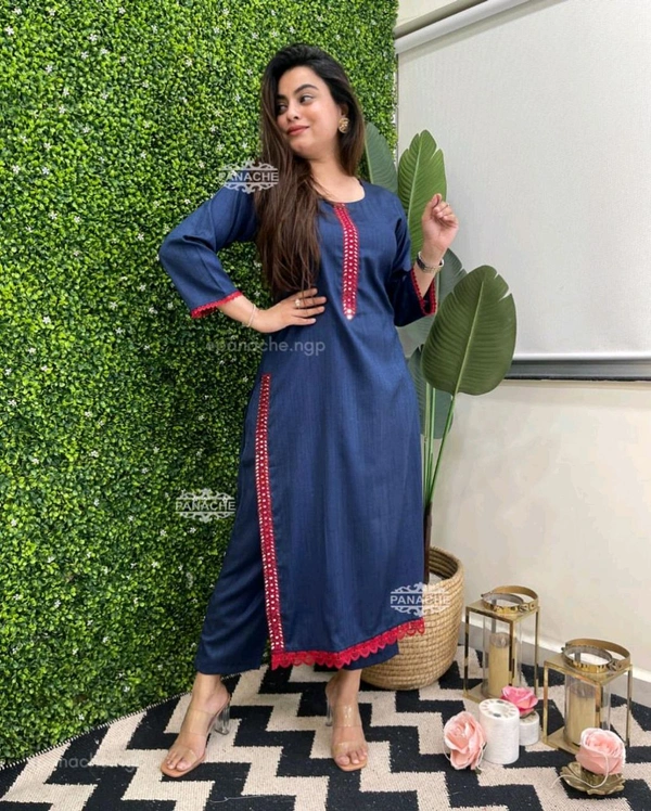 SF2 5368  Kurta pant set with real mirror work* - XL-42