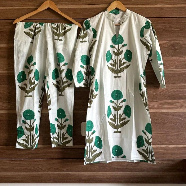 SF2 5361 Beautiful *cotton co-ords sets. Side Pocket   - L-40, Japanese Laurel