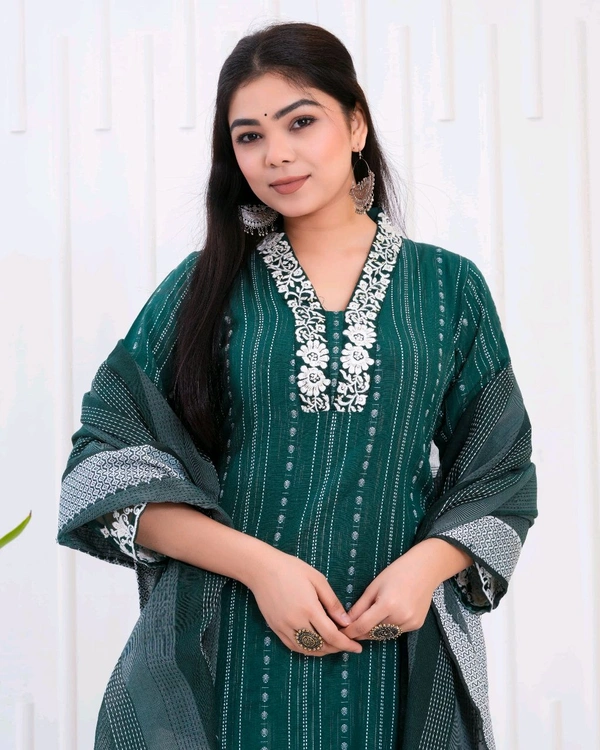 KDJ 5362  new Kadhi Kurta duptta with pant set - Blue Stone, 2XL-44