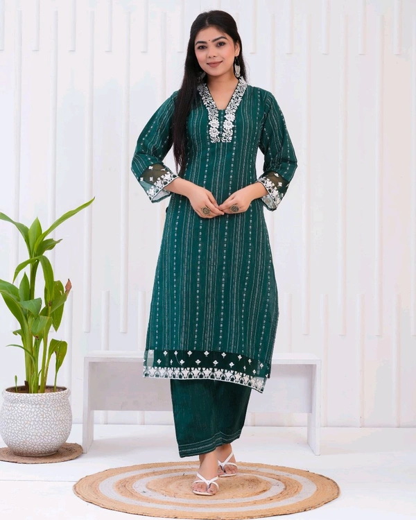 KDJ 5362  new Kadhi Kurta duptta with pant set - Blue Stone, 2XL-44