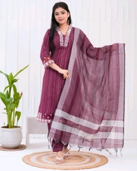 KDJ 5362  new Kadhi Kurta duptta with pant set - Night Shadz, XL-42