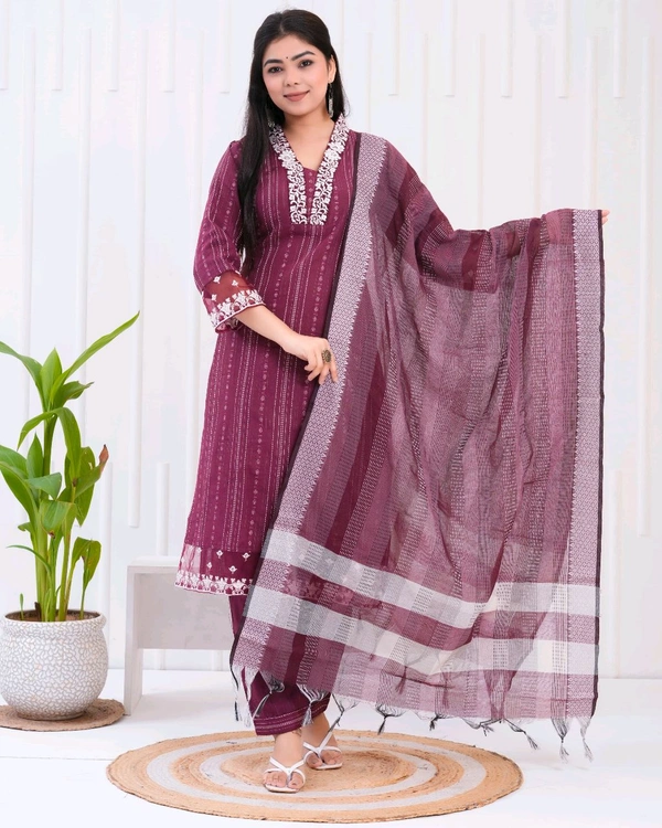 KDJ 5362  new Kadhi Kurta duptta with pant set - Night Shadz, XL-42