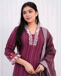 KDJ 5362  new Kadhi Kurta duptta with pant set - Night Shadz, XL-42