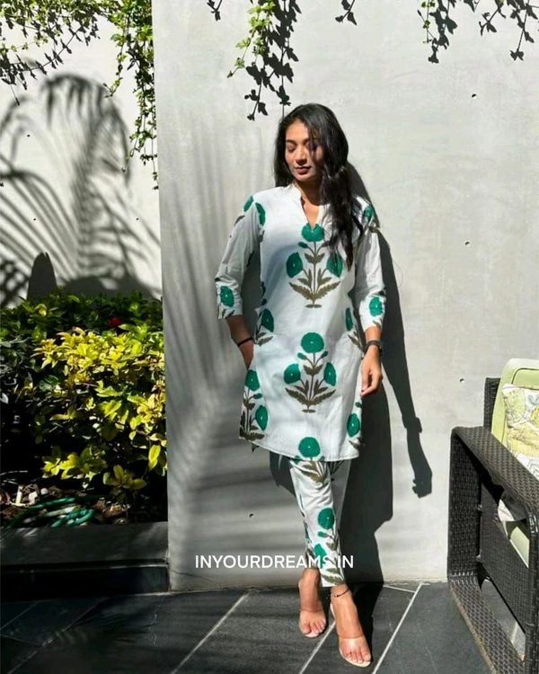 SF2 5364 🌹 *NEW  Beautiful *cotton co-ords sets, stylish beautiful  print  Side Pocket   - L-40, Japanese Laurel