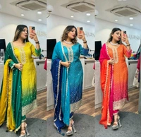 SF3 5367 HAVY CHINON WEAR TOP AND PLAZZO. WITH FANCY DUPPATA AND EMBROIDERY  - Blue, L-40