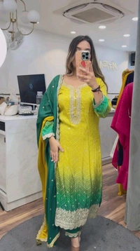 SF3 5367 HAVY CHINON WEAR TOP AND PLAZZO. WITH FANCY DUPPATA AND EMBROIDERY  - Yellow, 2XL-44