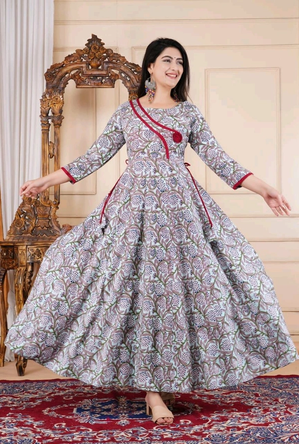 SF2 5368 *News Beautiful Reyon  printed Gown dress  - XL-42