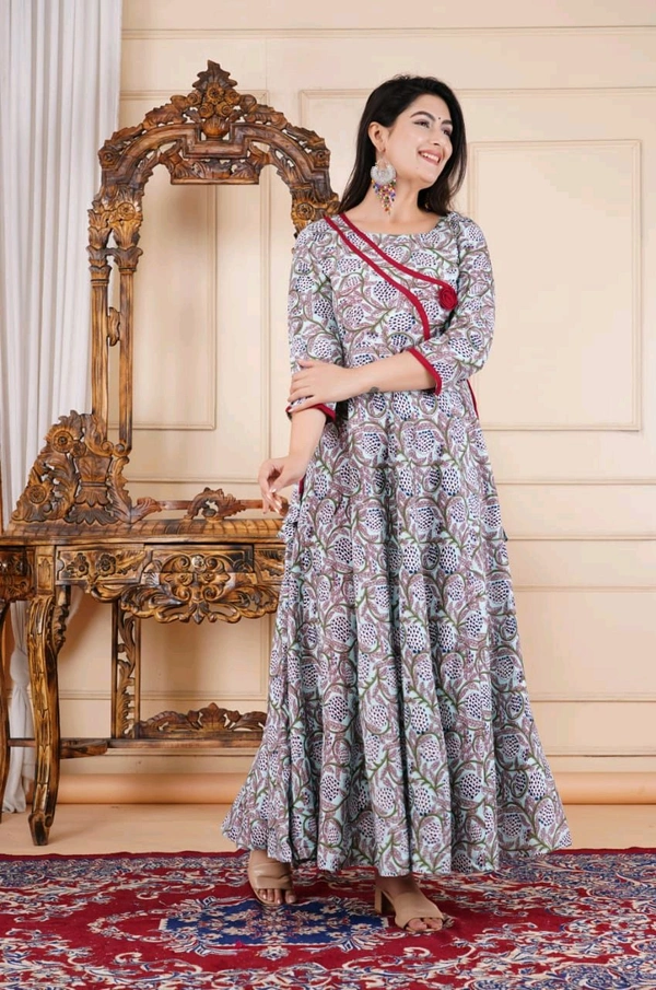 SF2 5368 *News Beautiful Reyon  printed Gown dress  - XL-42