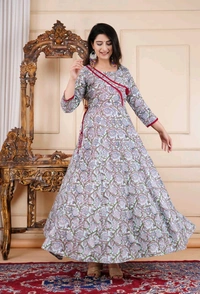 SF2 5368 *News Beautiful Reyon  printed Gown dress  - 2XL-44