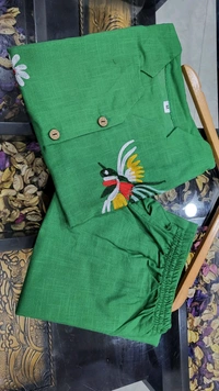 SF2 5373 Premium cotton Co-ords Sets Beautiful Aari Bird & Floral Work  - Green, L-40