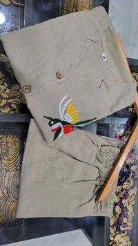 SF2 5373 Premium cotton Co-ords Sets Beautiful Aari Bird & Floral Work  - Gray, L-40