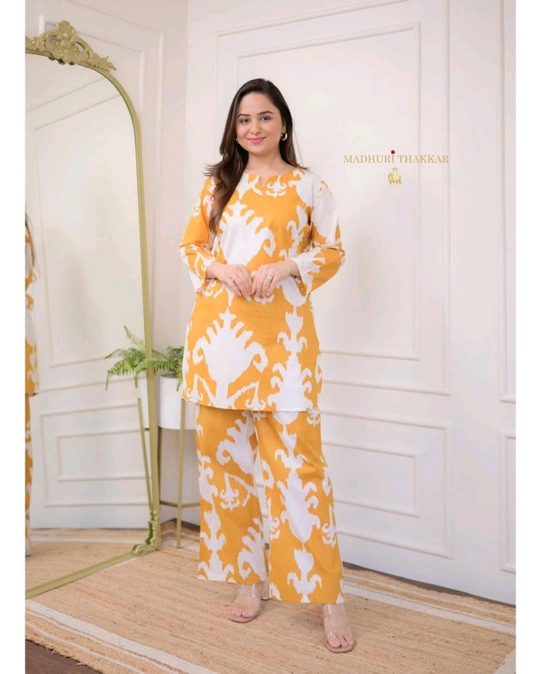 SF2 5380  Beautiful *cotton co-ords sets,l comfortable amazing print. perfect outfits  - Web Orange, L-40